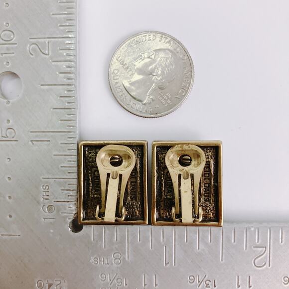 VTG Signed Heidi Daus Pink Crystal Art Deco Revival Clip On Earrings Rectangle - Picture 10 of 10